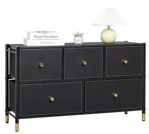 Brand New Black PU Leather 5 to 6-Drawer Dresser $69