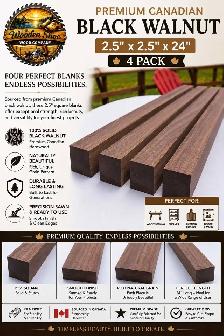 Premium Canadian Black Walnut Hardwood Blanks – 4 Pack