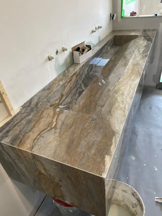 Quartz Countertop Bathroom Vanity Integrated Sink -GTA
