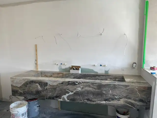 Custom Quartz Countertop-Integrated Sink Vanity Top Installation - Photo 3