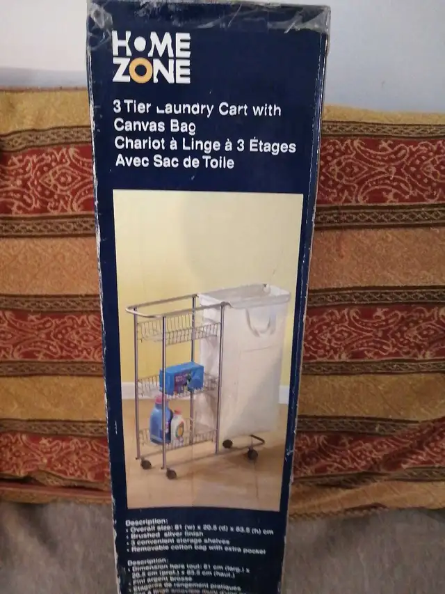 3 tier laundry cart with canvas bag