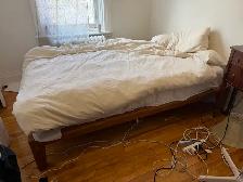 Queen size Thuma bed frame. no headboard - walnut finish