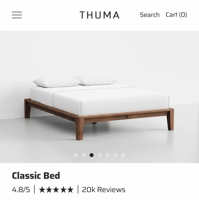 Queen size Thuma bed frame. no headboard - walnut finish - Photo 3
