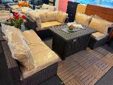 Brand New 8 pcs Patio Furniture Set with Fireplace Table $869