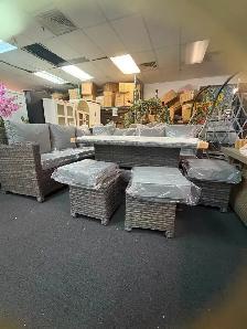 Brand New 9-Seater Grey Rattan Garden Aluminum Patio Dining Set, - Photo 2