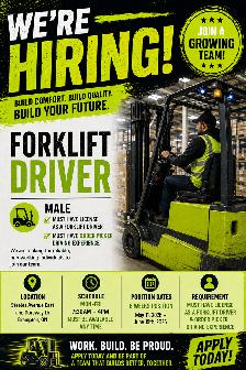 NOW HIRING: FORKLIFT DRIVER – TEMPORARY POSITION