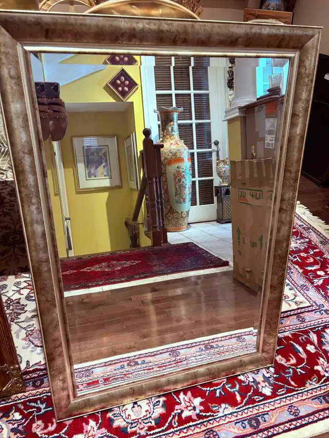 Gold & Silver mix large beveled wall mirror 29X41 inch