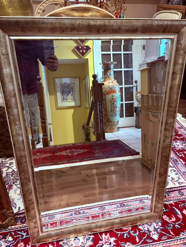 Gold & Silver mix large beveled wall mirror 29X41 inch - Photo 4