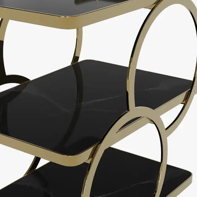 Brand New Luxury Gold Iron 3-Tier Bar Cart with Wheels $139 - Photo 5