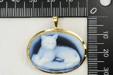 14K VINTAGE BLUE CAT CAMEO PENDANT/BROOCH - Photo 3