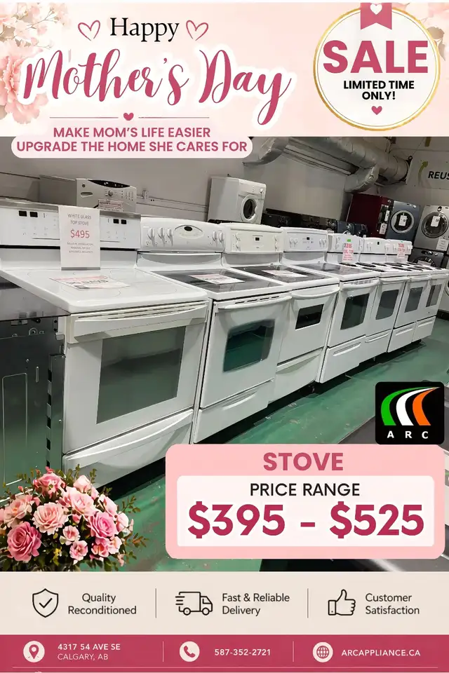 MOTHER'S DAY APPLIANCE SALE! STOVE BLOWOUT $395-$525