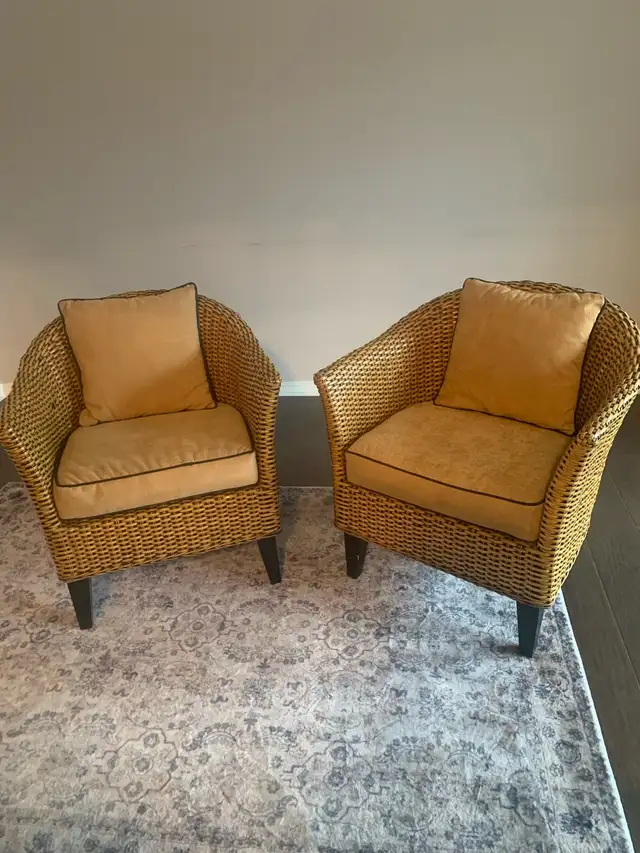 2 Pier One Rattan Tub Chairs
