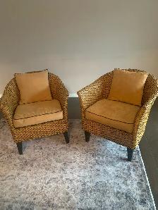 2 Pier One Rattan Tub Chairs