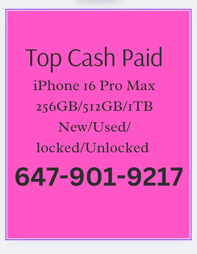CASH paid for NEW iPhone 16 pro max 256GB Black