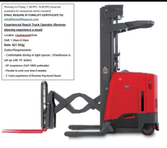 reverse Reach Truck Operator