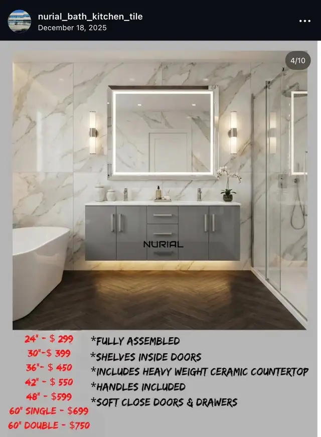 Bathroom vanity Kitchen cabinets Quartz countertops - Photo 7