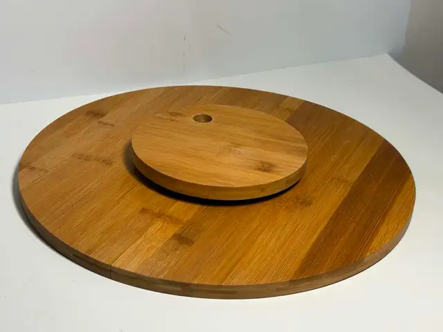 Round Bamboo Serving Tray / Lazy Susan - Photo 3