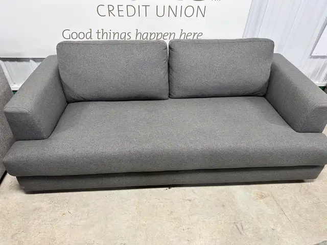 Dark grey fabric bench sofa