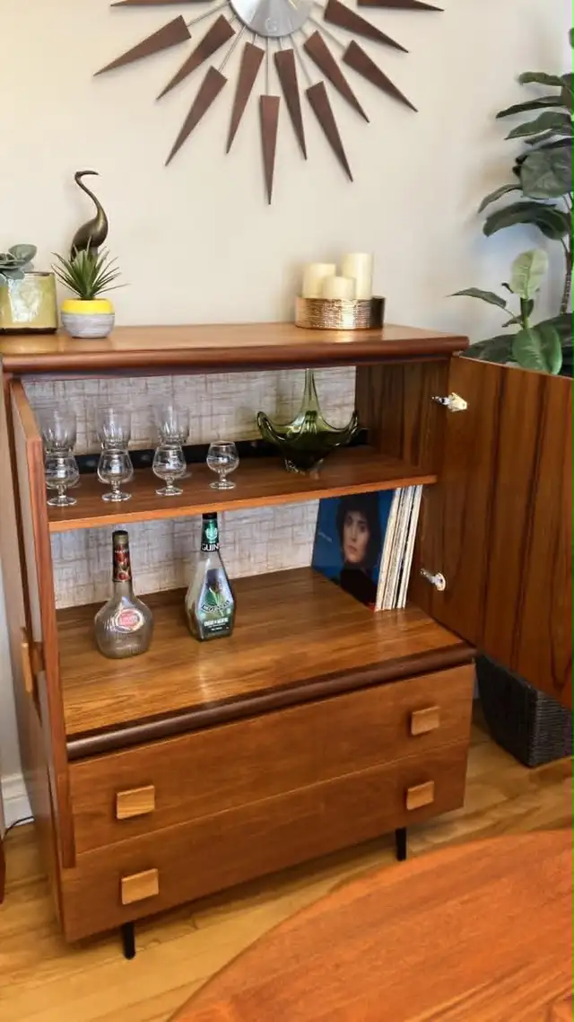 Mid century. TEAK TECK meubles. Lampe / Crédence, buffet disque - Photo 5