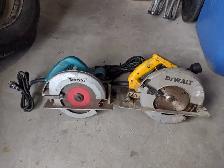 1 Scie circulaire DEWALT  8''1/2 et 1 scie circulaire MAKITA 7''