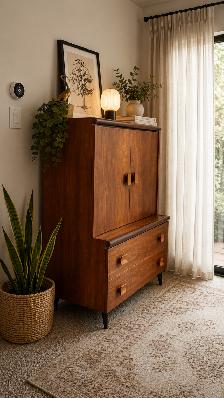 Mid century. TEAK TECK. Buffet, tallboy, bahut disques vinyles, - Photo 8
