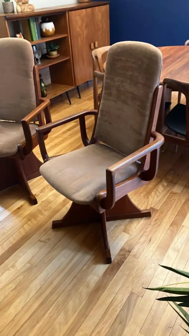 Mid century TEAK TECK. RARE Chairs Chaises pour salle à manger / - Photo 6