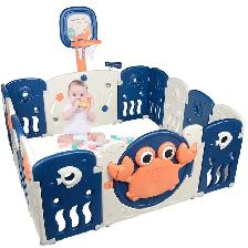 Baby playpen with basketball net