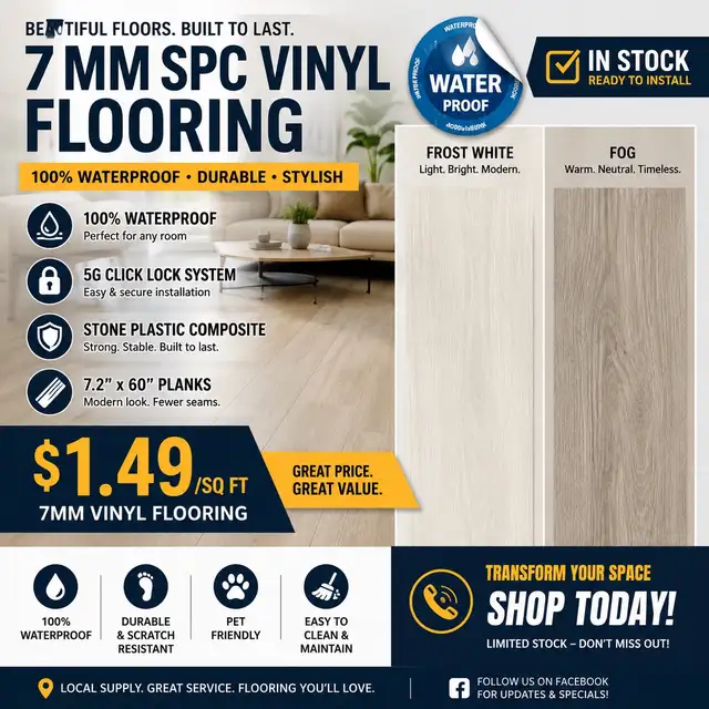 7mm vinyl flooring $1.49