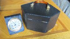 LOVELY BLACK LEATHER JEWELRY BOX WITH SEIKO TRAVEL ALARM CLOCK - Photo 10