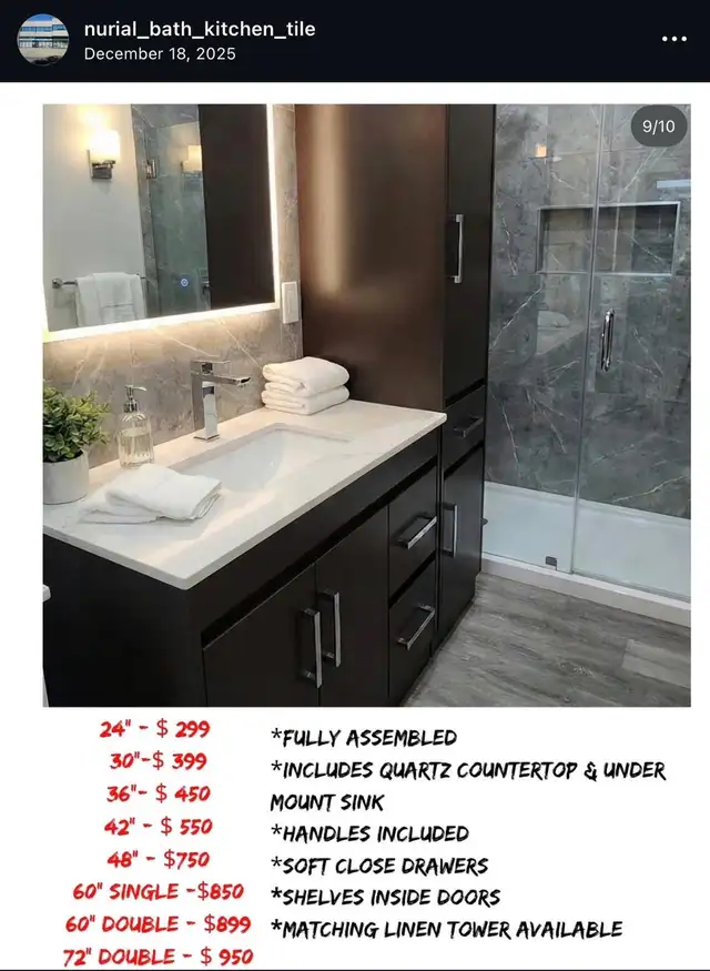 LED mirrors kitchen countertops bathroom vanities  tiles - Photo 6