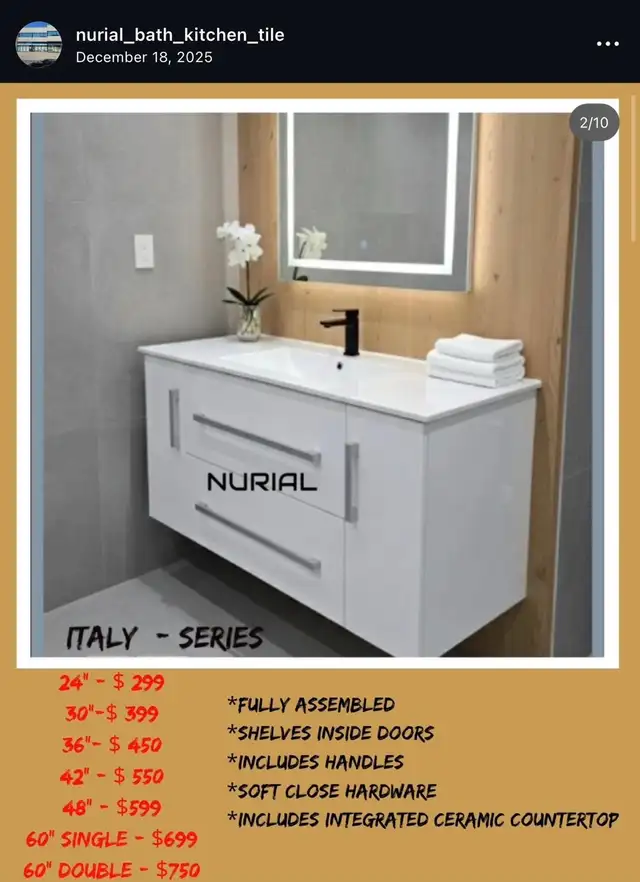 Floating vanity Solid wood vanity LED mirrors - Photo 2