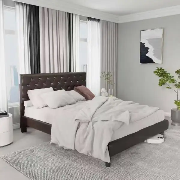 Brand New Double Size Full Button-Tufted Platform Bed $89 - Photo 7