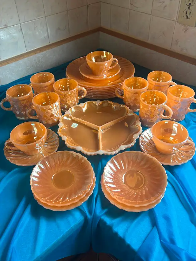 Rare find Vintage Anchor Hocking Fire King peach dinnerware