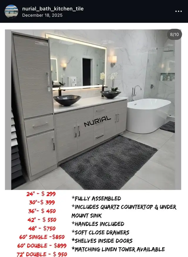 Bathroom vanities kitchen countertops Led mirrors - Photo 6
