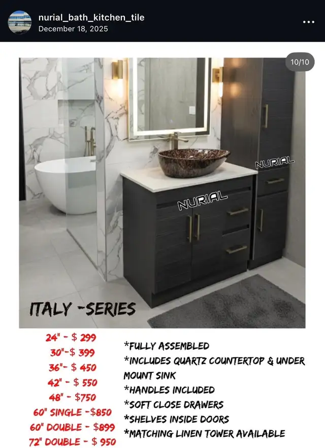 Bathroom vanities kitchen countertops Led mirrors - Photo 8