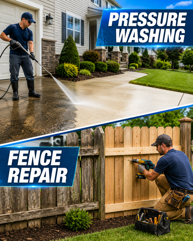 PRESSURE WASHING & FENCE REPAIR SERVICES — CLEANING, FIXING, RES