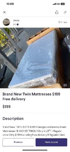 Brand New TWIN Mattresses $199 Platforms $99 - Photo 7