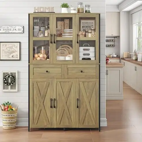 Brand New 41.3" Large Pantry Cabinet w. Clear Glass Doors $269