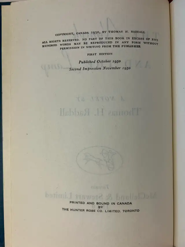 THE NYMPH AND THE LAMP by T. H. Raddall – 1950 HC - Photo 3
