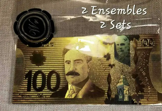 Lot 8pcs € Euros et Canada 100$ Dorés. Golden set - Photo 2