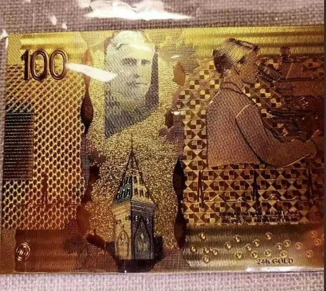 Lot 8pcs € Euros et Canada 100$ Dorés. Golden set - Photo 4