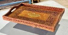 Moroccan Style Hand-Carved Wooden Serving Tray (w Inlay) - Photo 5