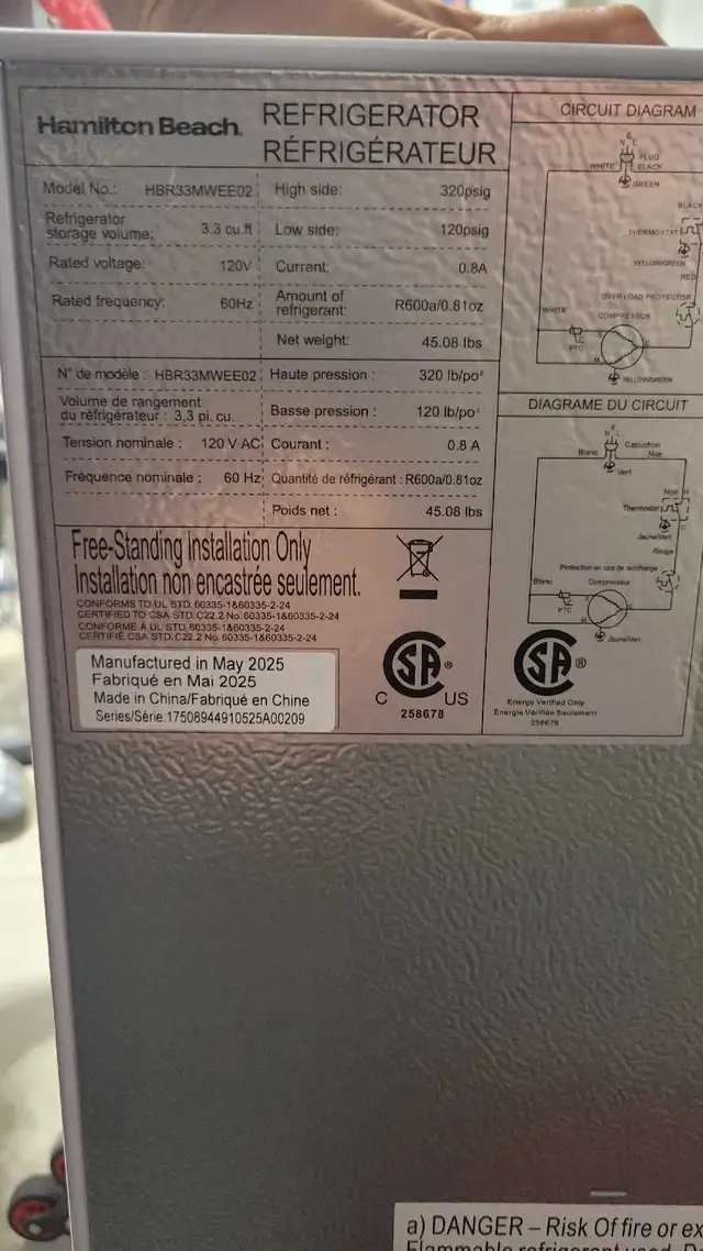 Hamilton Beach Fridge 3.3 cu.ft - Photo 2