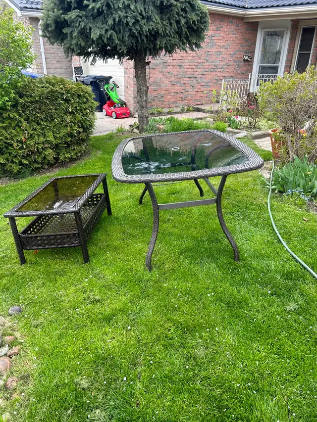 Patio table with side table