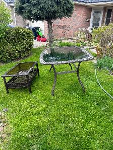 Patio table with side table