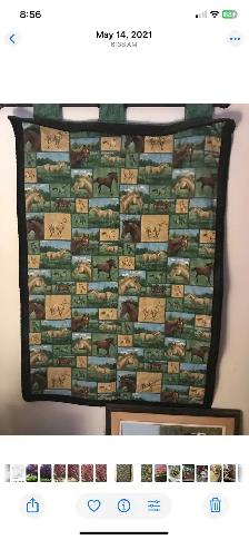 Beautiful hand quilted horse quilt. 46 inches X 26 inches.