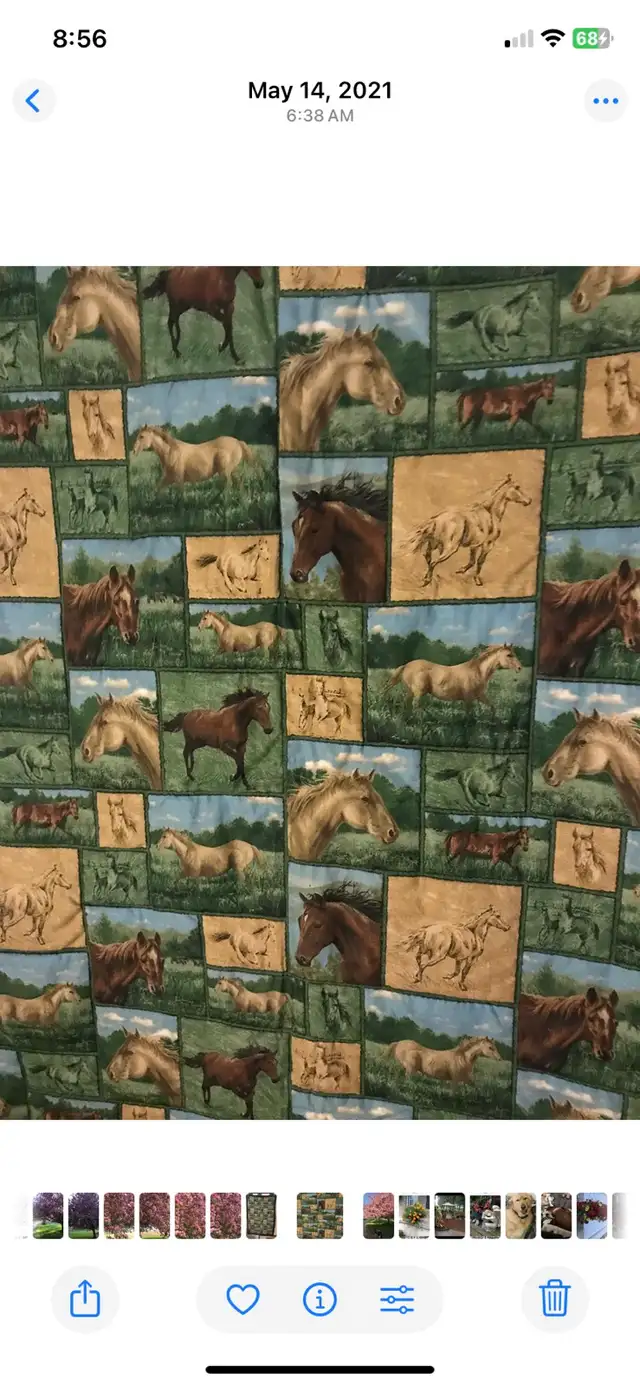 Beautiful hand quilted horse quilt. 46 inches X 26 inches. - Photo 2