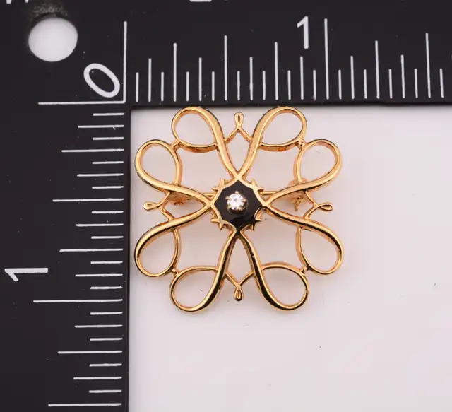 10K VINTAGE DIAMOND BROOCH - Photo 5