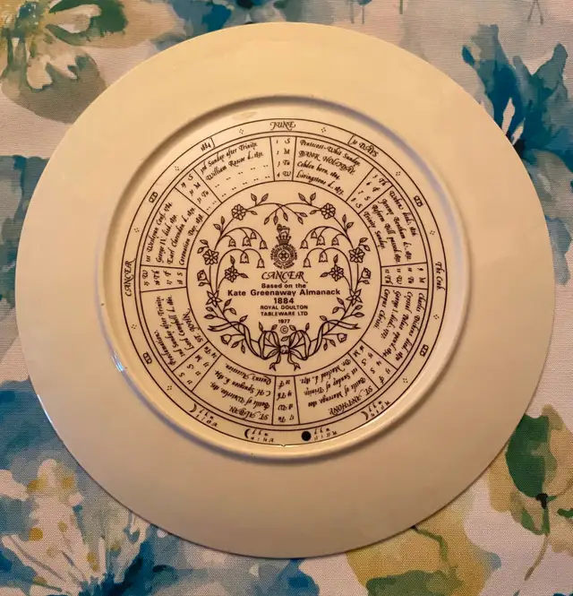 KATE GREENAWAY ALMANACK ROYAL DOULTON CANCER PLATE - Photo 2