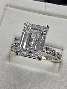 3.76ctw Emerald Lab Diamond Ring – D/VVS1, IGI | 14k White Gold